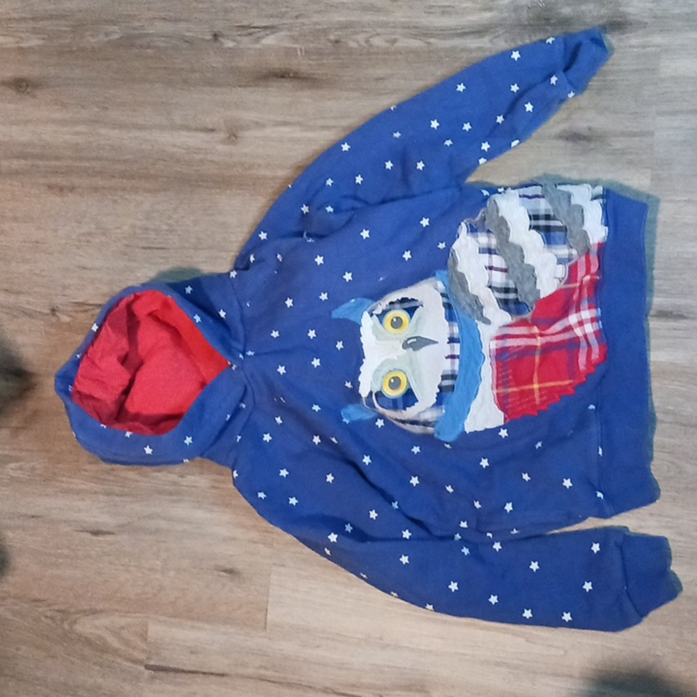 Mini Boden Blue Owl Hoodie